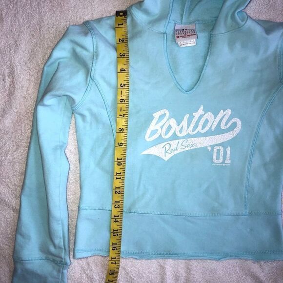 EUC Girls Small Boston Red Sox Hooded Crop Top Hoodie - Picture 8 of 8